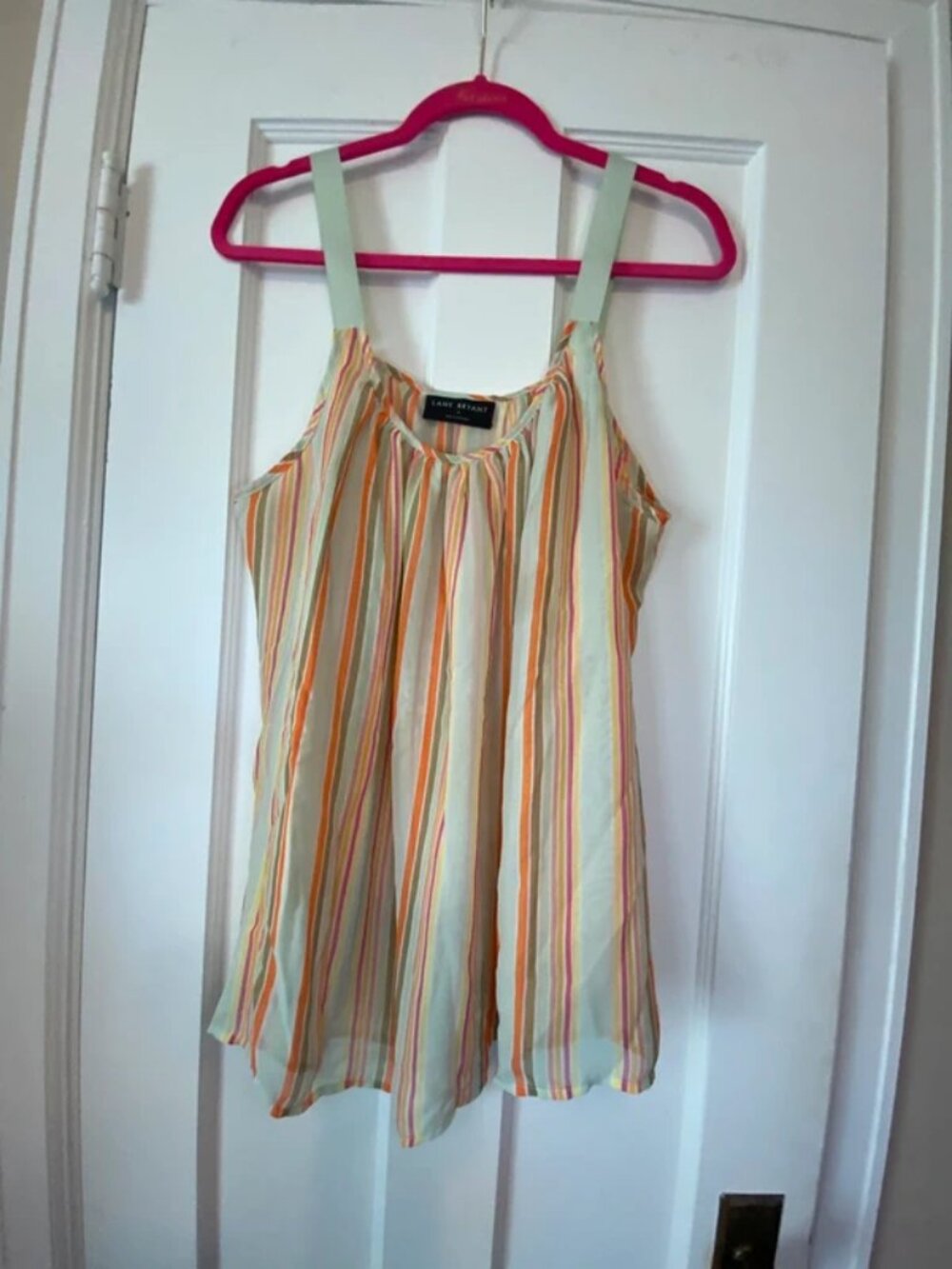 Women’s lane Bryant plus size 18 green and orange sheer tank top